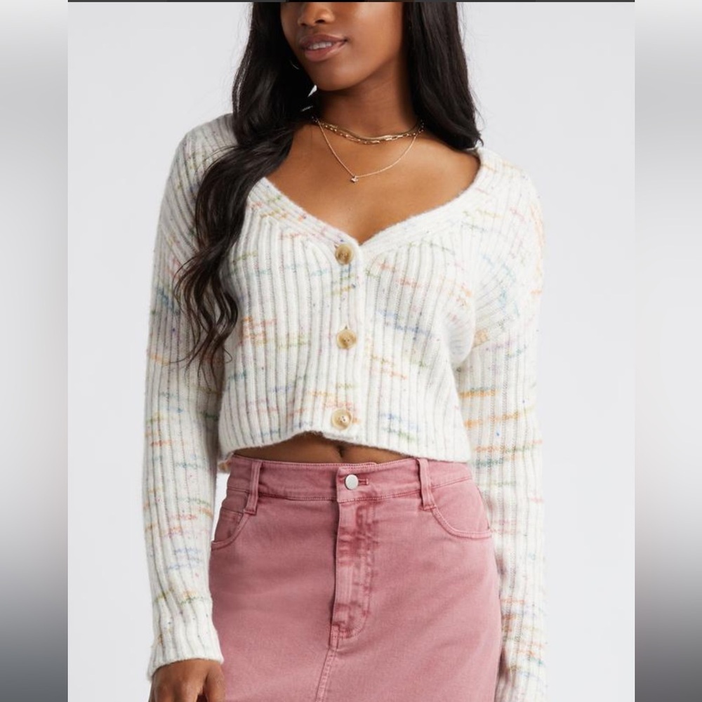BP. Ivory Multi Space Dye Cardigan